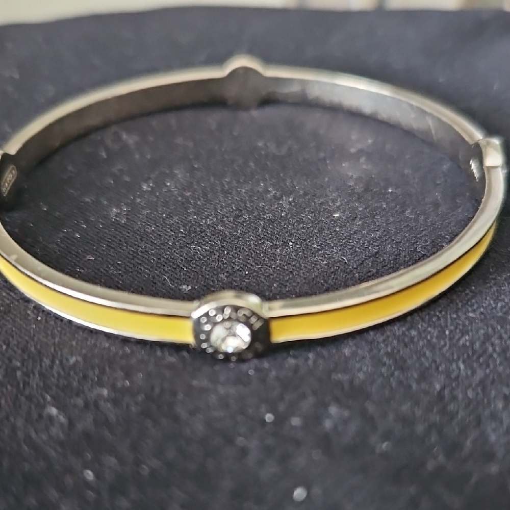 Coach Two-Tone Yellow and Silver Crystal Bangle Bracelet